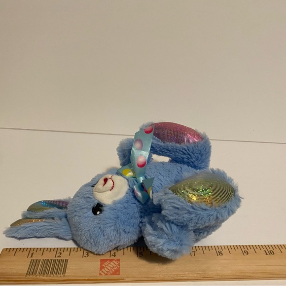 Blue Bunny Plush Rabbit Easter Shimmer Feet Ears Jelly Bean Ribbon Stuffed Toy - Picture 4 of 4